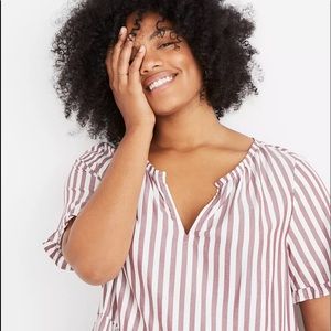 Madewell Stanza Ruffle-Hem Top in Stripe Size 2X